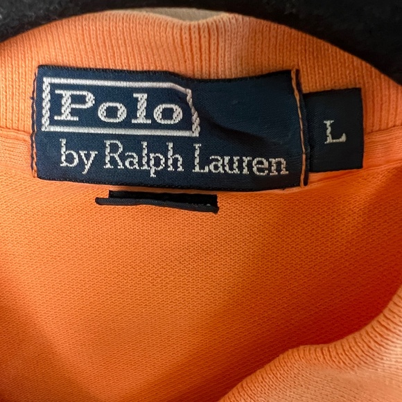 Polo Ralph Lauren Orange Blue Pony Button Short Sleeve Golf Polo Men’s Large - Picture 4 of 7